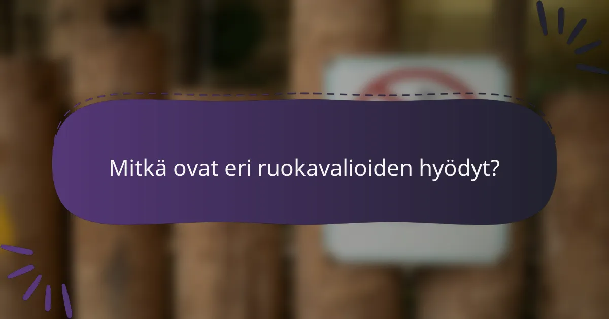 Mitkä ovat eri ruokavalioiden hyödyt?